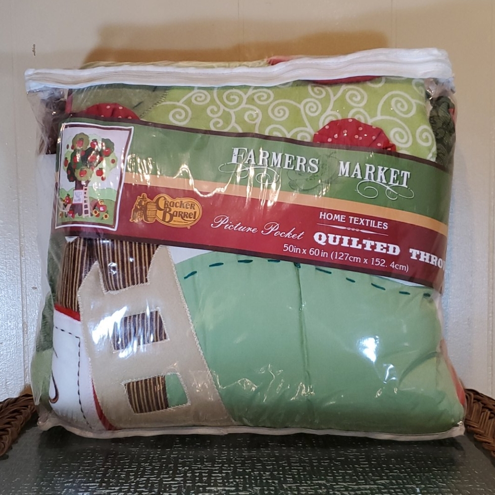 Farmer Market Picture Pocket Quited Throw
